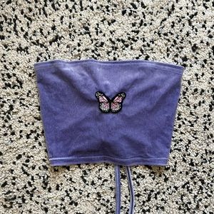 Velvet Butterfly Crop Top